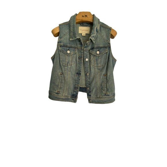Pilcro And The Letterpress Women's Mid. Wash Denim Trucker Vest L - Picture 2 of 8